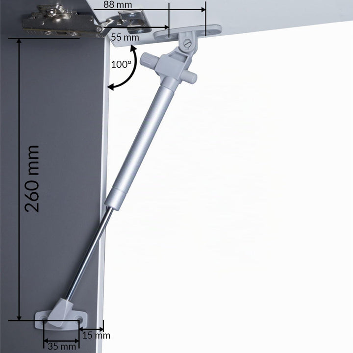 Stahlia Gasdruckfedern 120N Softclose (2 Stück) Klappenbeschlag Gasdruckdämpfer Türdämpfer Klappenha