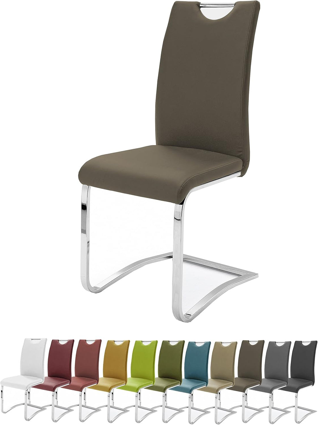 Robas Lund, Stuhl, Esszimmerstuhl, Schwingstuhl Köln, 4er Set, Braun, 57 x 43 x 100 cm Braun 4er, Br