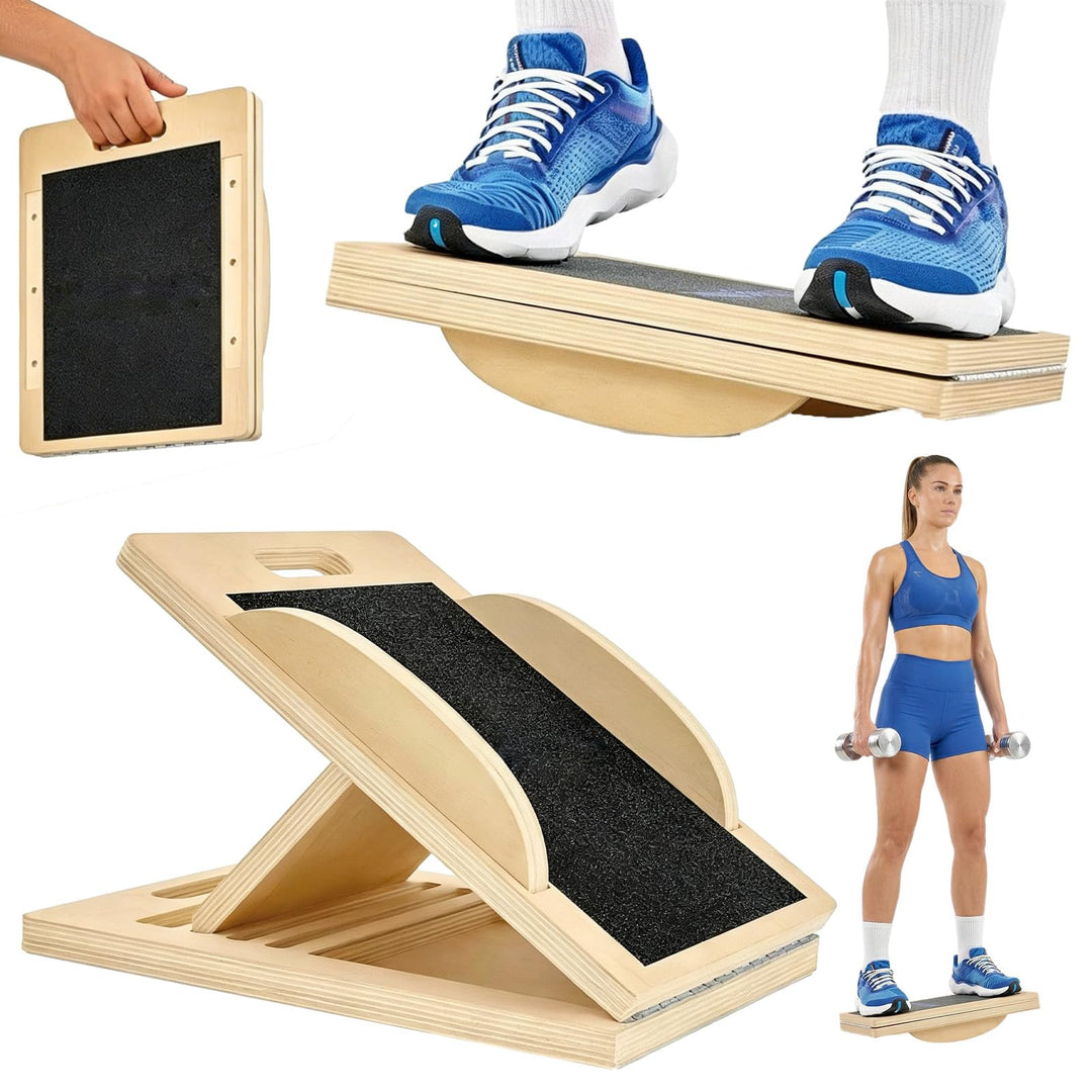 Wadendehner Balance Board,2 in 1 Wadendehner Schrägbrett, klappbares aus Holz Slant Board,Verstellba