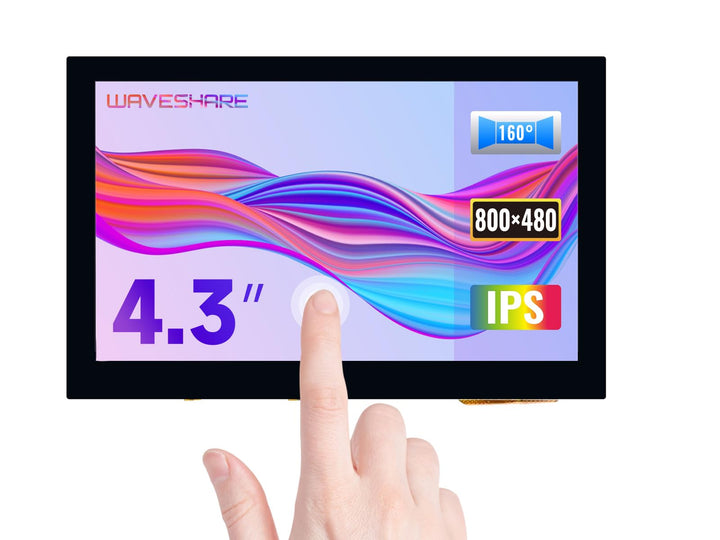 Waveshare 4.3inch LCD Capacitive Touch Display for Raspberry Pi 4B/3B+/3A+/3B/2B/B+/A+ 800×480 IPS W