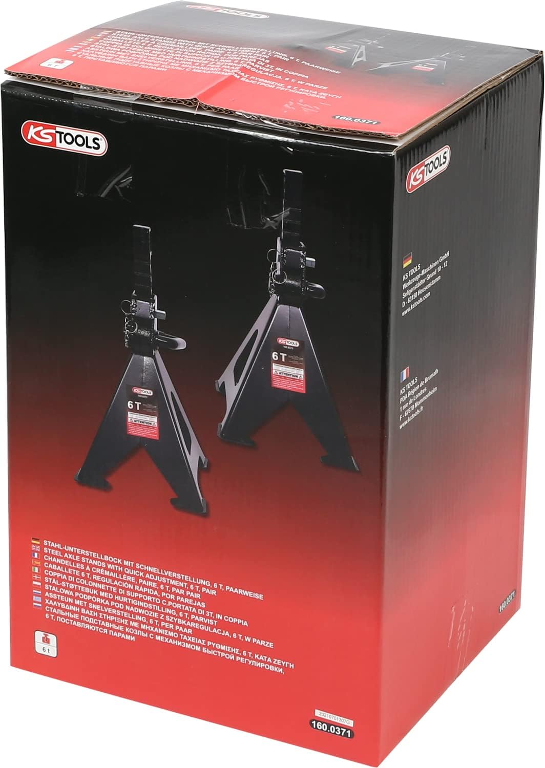 KS Tools 160.0371 Stahl-Unterstellbock mit Schnellverstellung, 6 t, paarweise, 6 t