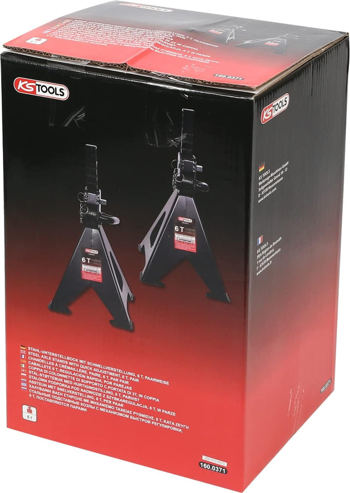 KS Tools 160.0371 Stahl-Unterstellbock mit Schnellverstellung, 6 t, paarweise, 6 t