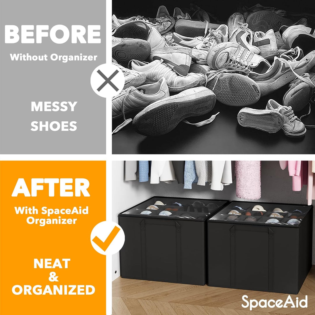 SpaceAid Schuh-Organizer für Schrank, 2 Stück, faltbare Schuhaufbewahrungsbehälter, Körbe, Boxen mit