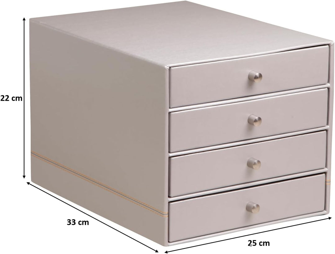 Rhodia 318861C Schubladenbox (mit 4 Schubladen, Griffe aus Metall, Kunstleder, elegant und praktisch