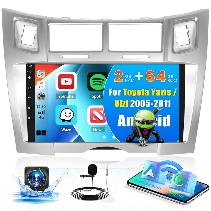 Hikity 2G 64G Android 15 Autoradio Für Toyota Yaris/Vizi 2005-2011 mit Wireless Carplay Android Auto