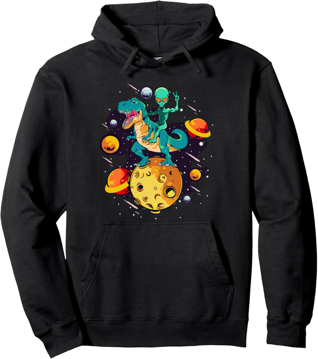 Ausserirdischer reitet T-Rex - Dinosaurier aus dem Weltall Pullover Hoodie