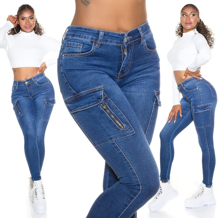 Koucla Casual Cargo Skinny Jeans 38 Blau, 38 Blau