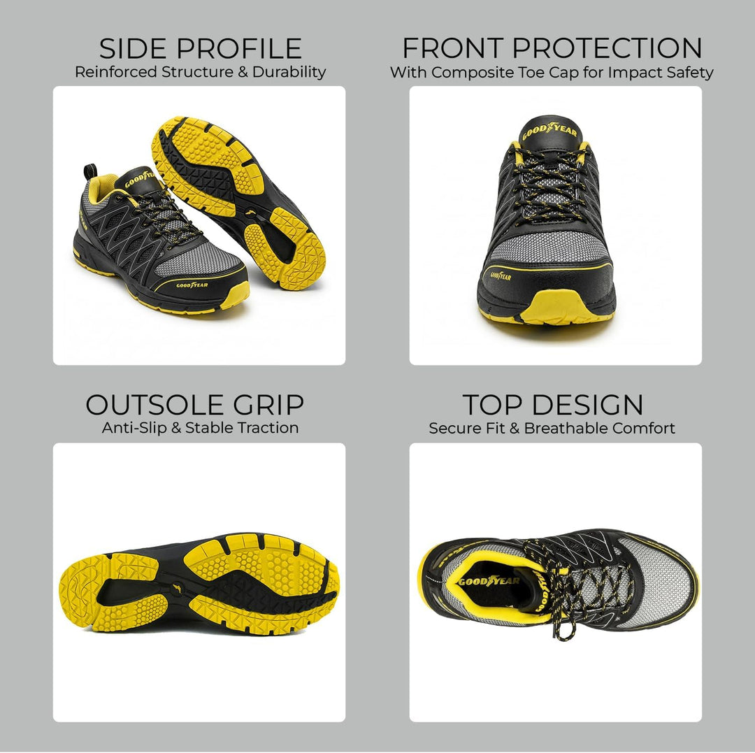 Goodyear Herren Gyshu1502 Sicherheitsschuhe, Black Yellow, 47 EU Schwarz Gelb 47 EU, Schwarz Gelb 47