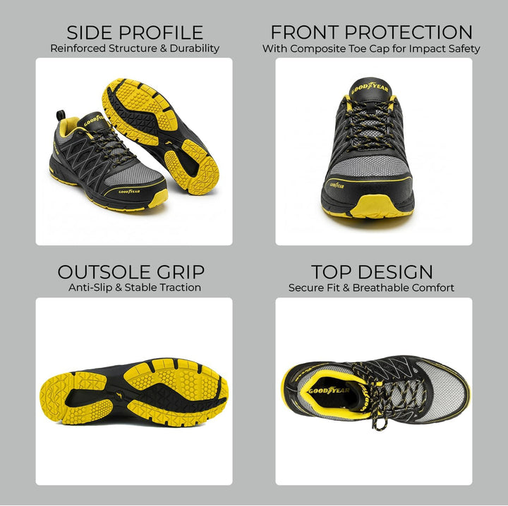 Goodyear Herren Sicherheitsschuhe, Black Yellow, 42 EU Schwarz Gelb 42 EU, Schwarz Gelb 42 EU