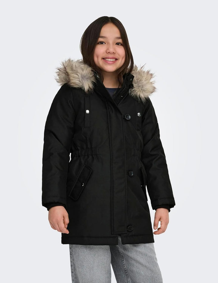 ONLY girl Langer Parka Lang Parka 122 Black/Detail:fur Light Grey, 122 Black/Detail:fur Light Grey