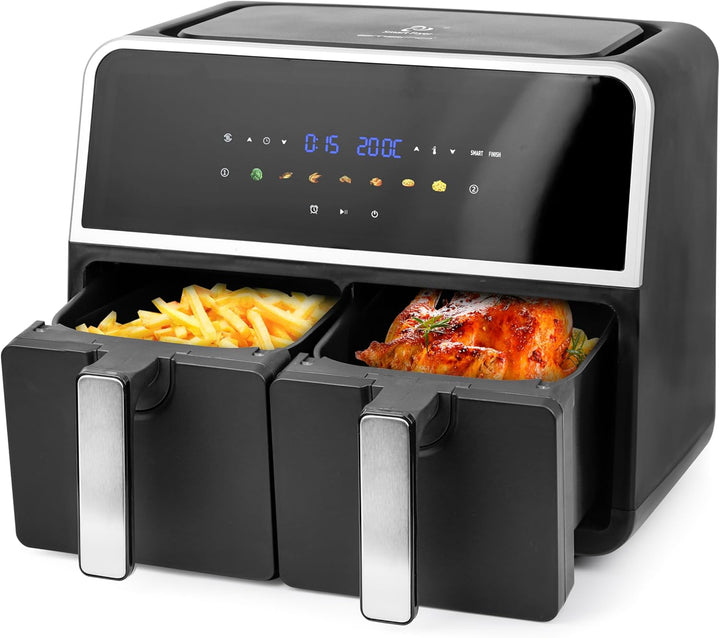 EMERIO digitale DOPPEL Heissluftfritteuse | AirFryer | Frittieren mit heisser Luft ohne zusätzliches