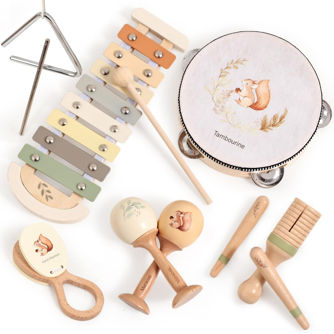 OESSUF Musikinstrumente für Kinder ab 1 Jahr, Montessori Spielzeug Baby ab 1 2 3 Jahr Xylophone Tamb