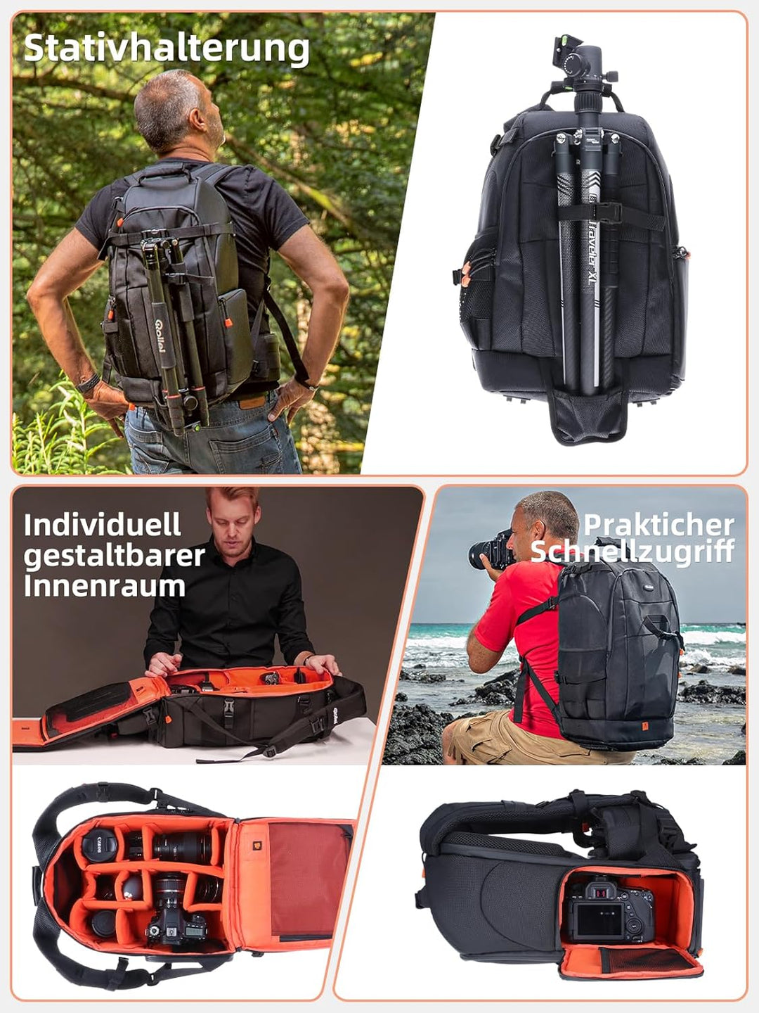Rollei 20290 Fotoliner Fotorucksack M I grosser Kamerarucksack I Daypack I inkl. Laptop-Fach, Regens