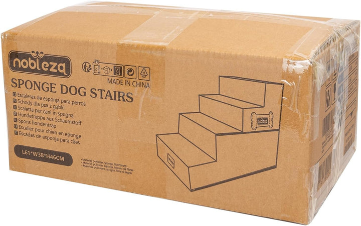 Nobleza Hundetreppe für Kleine Hunde, Hunderampe und Haustiertreppe mit Fusselrolle, 4 Stufen Katzen
