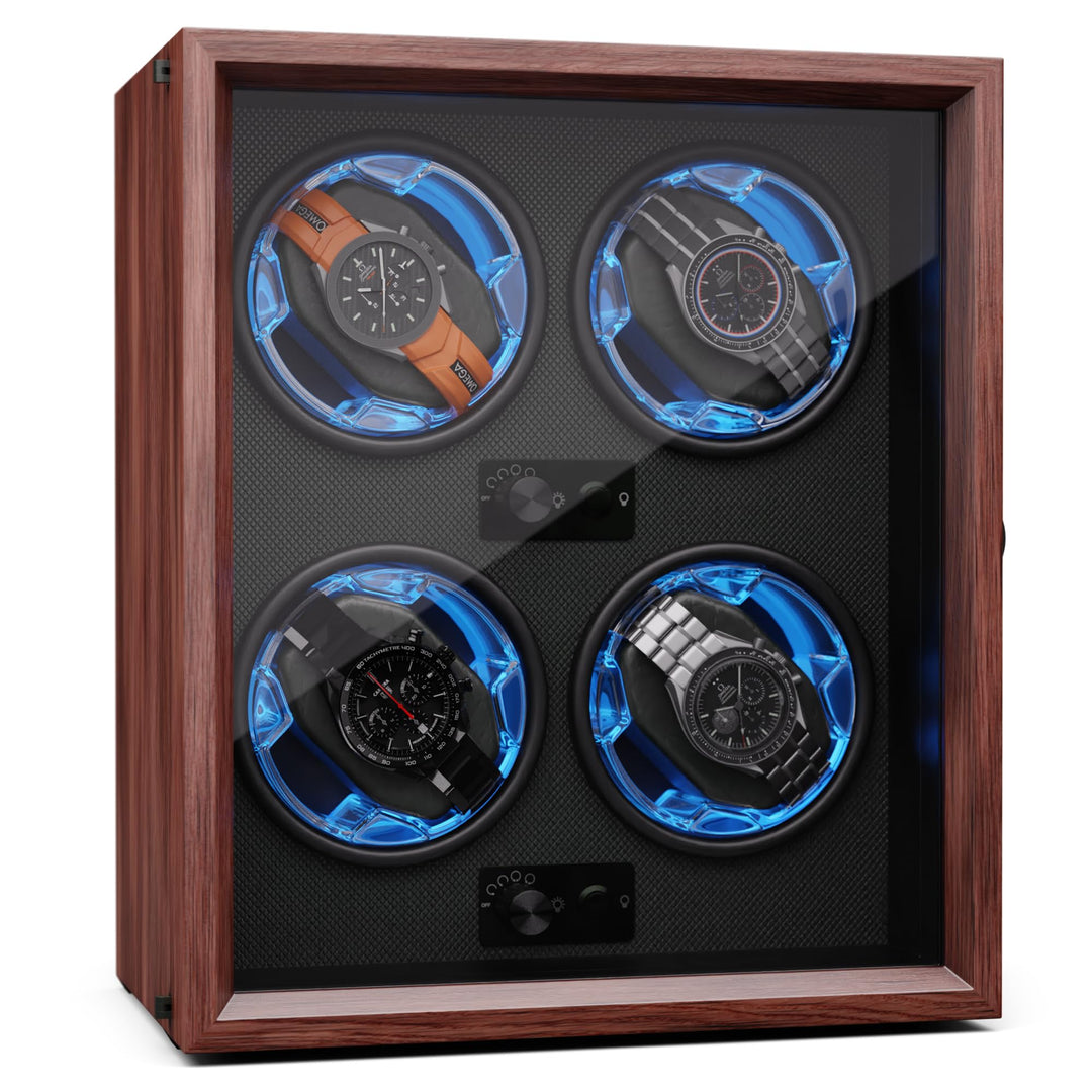 Klarstein Uhrenbeweger für Automatikuhren, Automatik-Uhrenbeweger für 4 Uhren mit Acryl-Tür, Automat