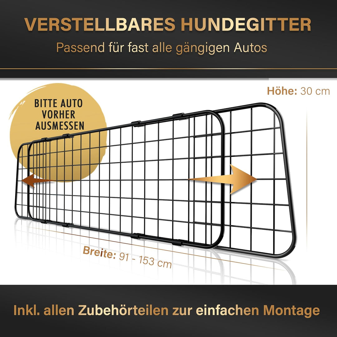 Heldenwerk Universal Kofferraum Trenngitter für Hunde - Auto Hundegitter zum Transport für deinen Hu