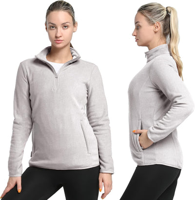 33,000ft Damen Fleece Pullover mit Halbreissverschluss Stehkragen Fleecepullover Sweatjacke Winter W