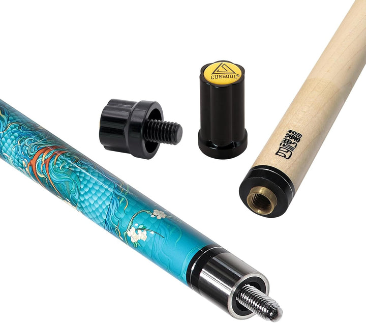 CUESOUL mythologische Symbole 58 Zoll 19oz Pool Cue Stick, 13mm TIPP qinglong, qinglong