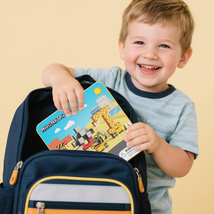Magnetische Bausteine, 49 Teile Magnetbausteine Reiseset mit Tragbarer Eisenbox für Kinder, Magnetwü