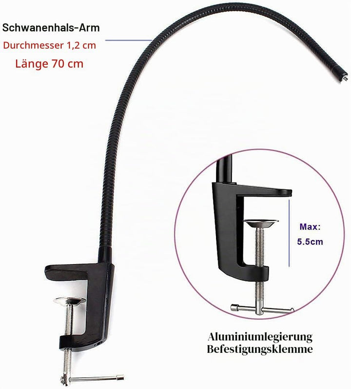 Tencro Webcam-Ständer, Handyhalterung, 68,6 cm, Verstellbarer Schwanenhals, Schreibtisch-Klemmhalter
