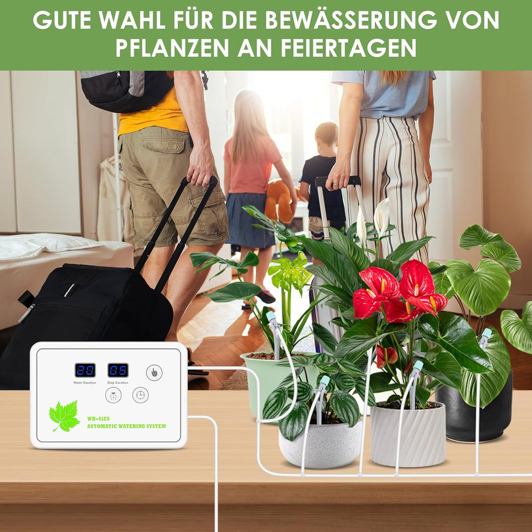 Automatisches Bewässerungssystem Indoor,GuKKK DIY Tropfbewässerungsset Gesteuert mit 12 m Schlauch,G