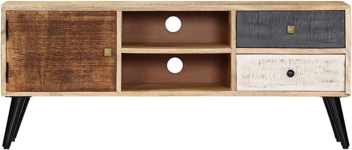 vidaXL Mangoholz Massiv TV Schrank mit 2 Schubladen TV Möbel Lowboard Fernsehtisch Fernsehschrank Hi