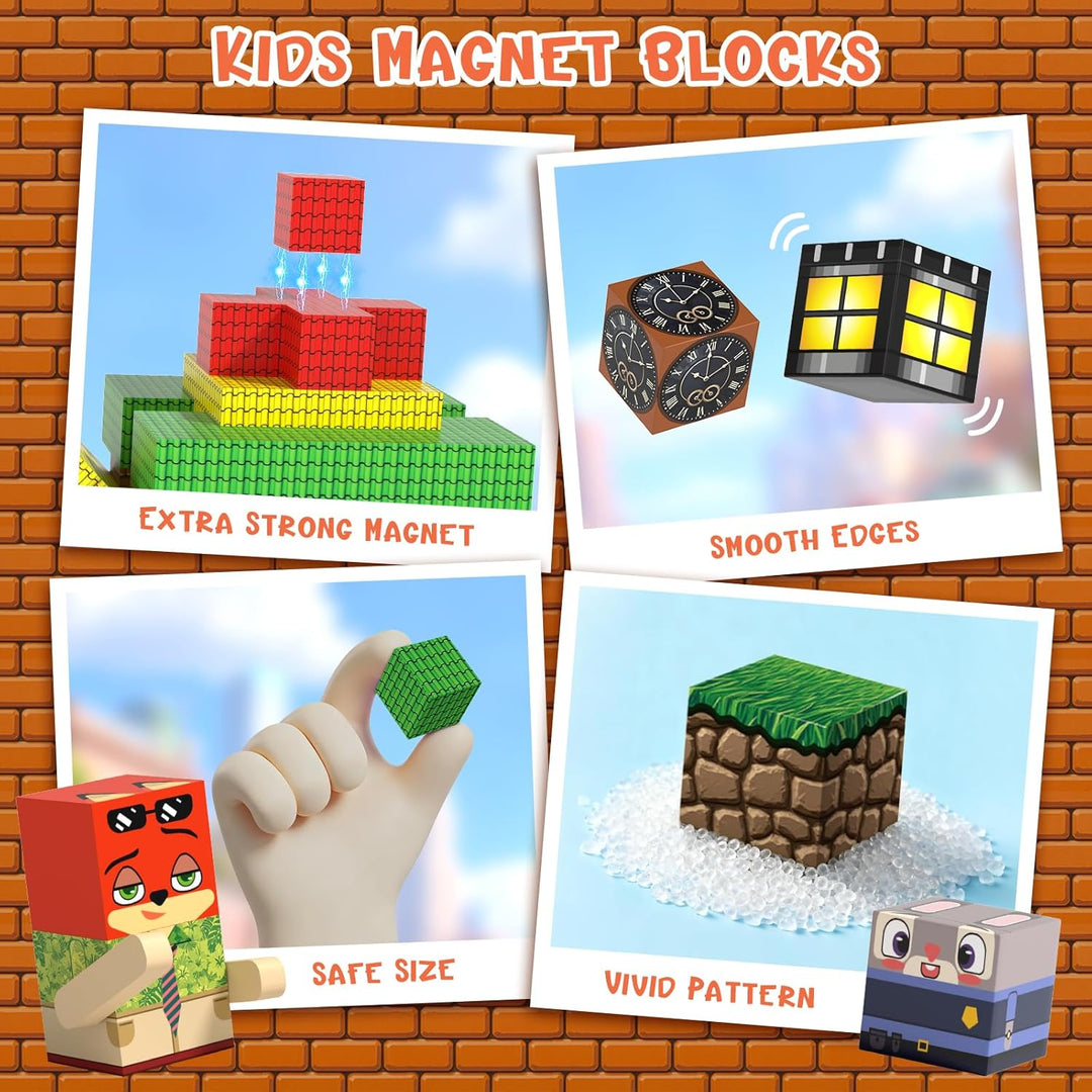 Magnetische Bausteine, Magnetische Blöcke 150 PCS für 3+ Jahre Alt, Magnetic Blocks Spielzeug-Sets f