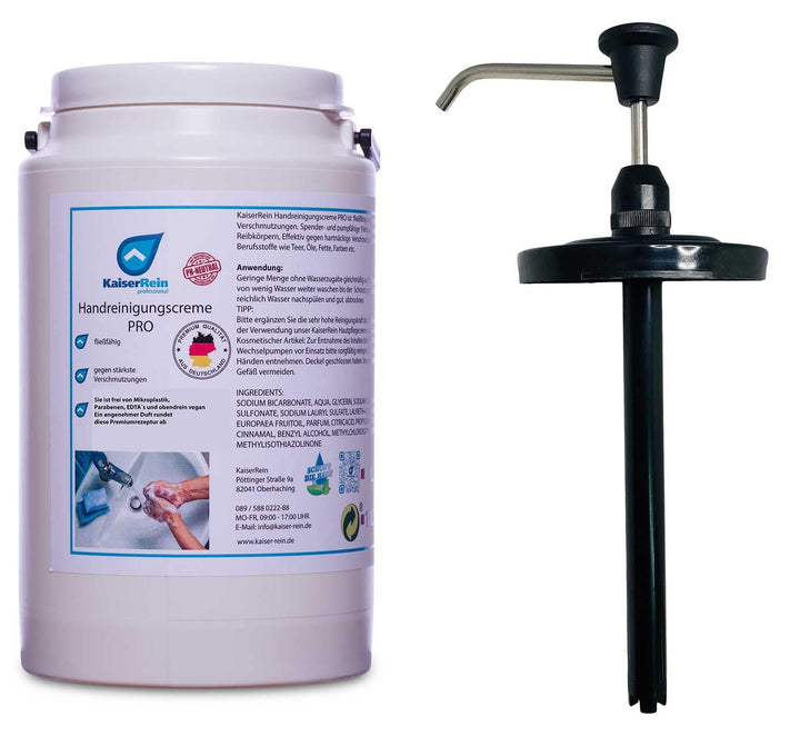 KaiserRein Handreinigungscreme PRO 3 L Handwaschpaste Eimer und Pumpspender SET gegen stärkste Versc