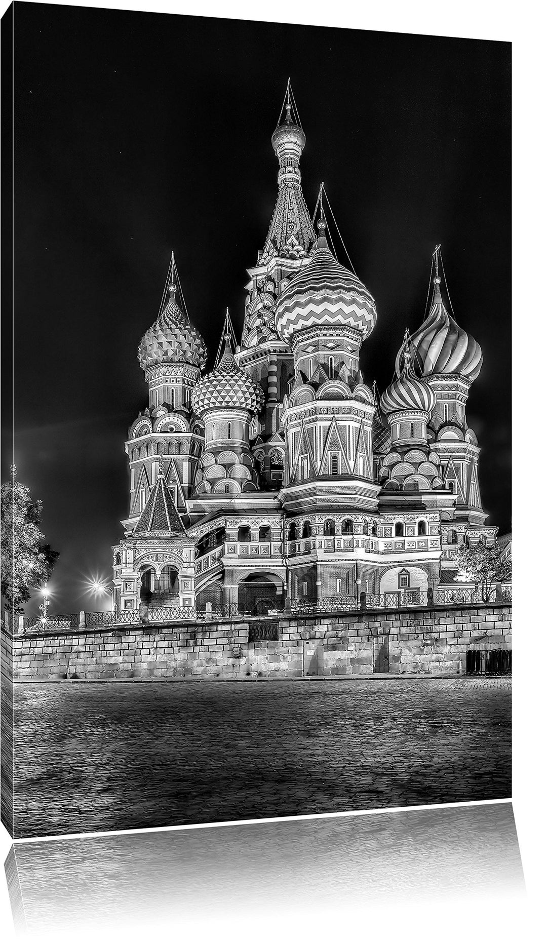 Pixxprint Monocrome, Basilius Kathedrale in Moskau, Format: 100x70 auf Leinwand, 100x70