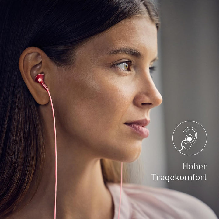 Panasonic RP-HJE125-P In-Ohr-Kopfhörer - Drei Paar Pass-Stücke, 10-24.000 Hz, 1,1 m Kabel, rosa, Ros