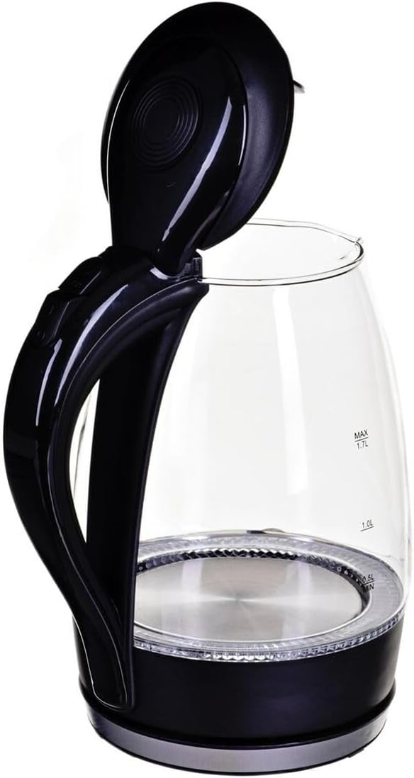 Elektrischer Wasserkocher Salto Angel 1,7L Glas Mit Led-Licht, Schwarz