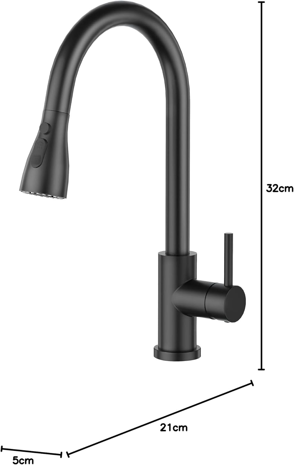 CREA Hochdruck Wasserhahn Küche, Küchenarmatur mit 3 Funktionen Brause, Mischbatterie Küche Ausziehb