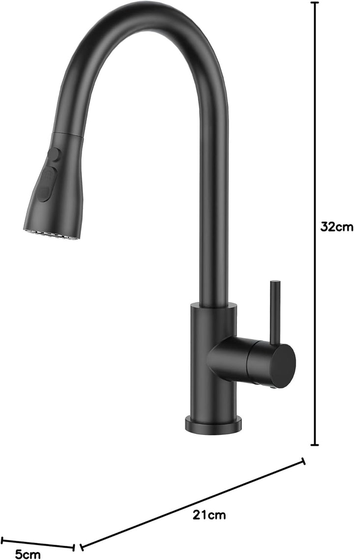 CREA Hochdruck Wasserhahn Küche, Küchenarmatur mit 3 Funktionen Brause, Mischbatterie Küche Ausziehb