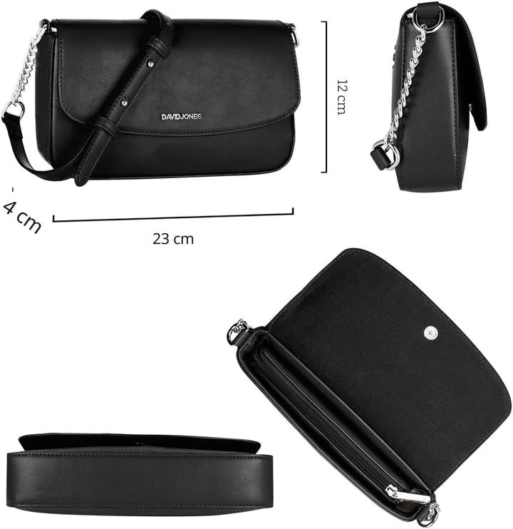 David Jones - Kleine Umhängetasche Damen - Crossbody Bag PU Leder - Frau Kette Schultertasche Rechte