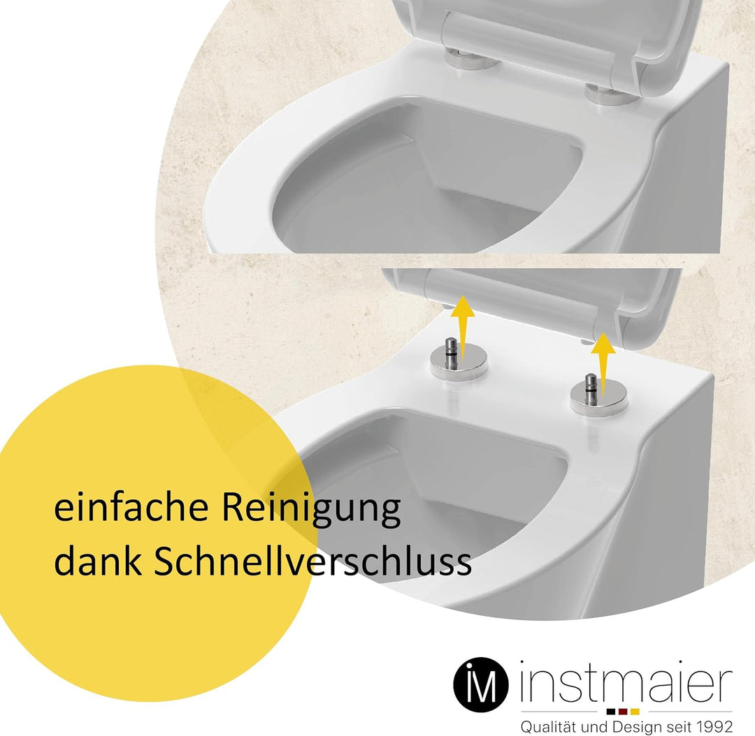 instmaier | D-Form | Toilettendeckel mit Absenkautomatik | Manhattan-Grau | Made in Germany | Toilet