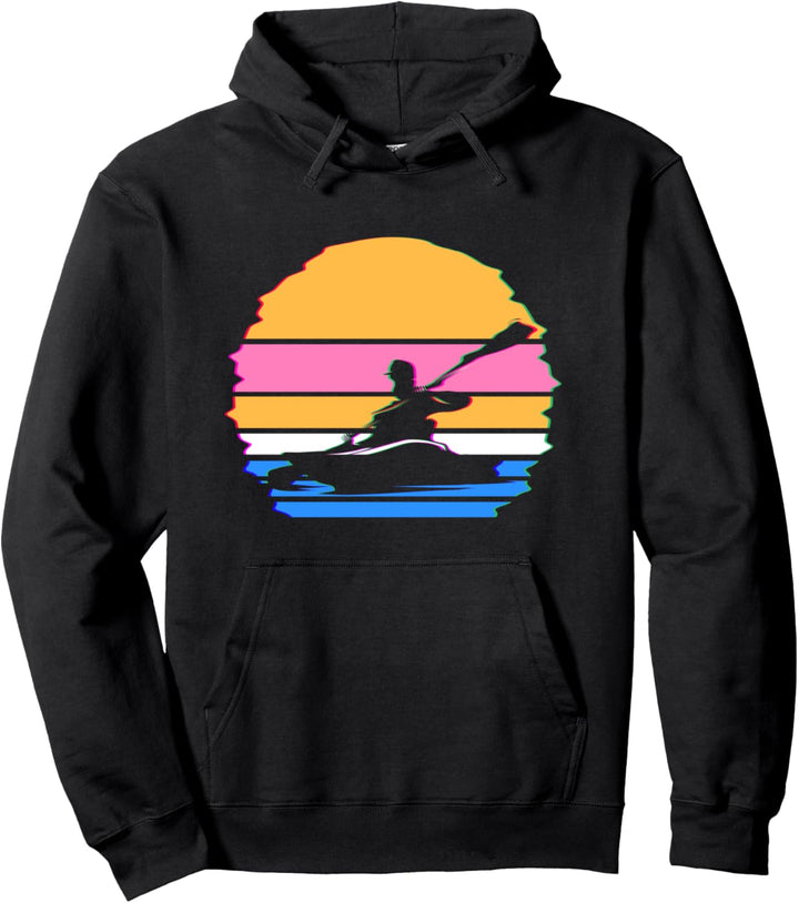Kajak Fahren Vaporwave Retro Kanu Kajak Pullover Hoodie