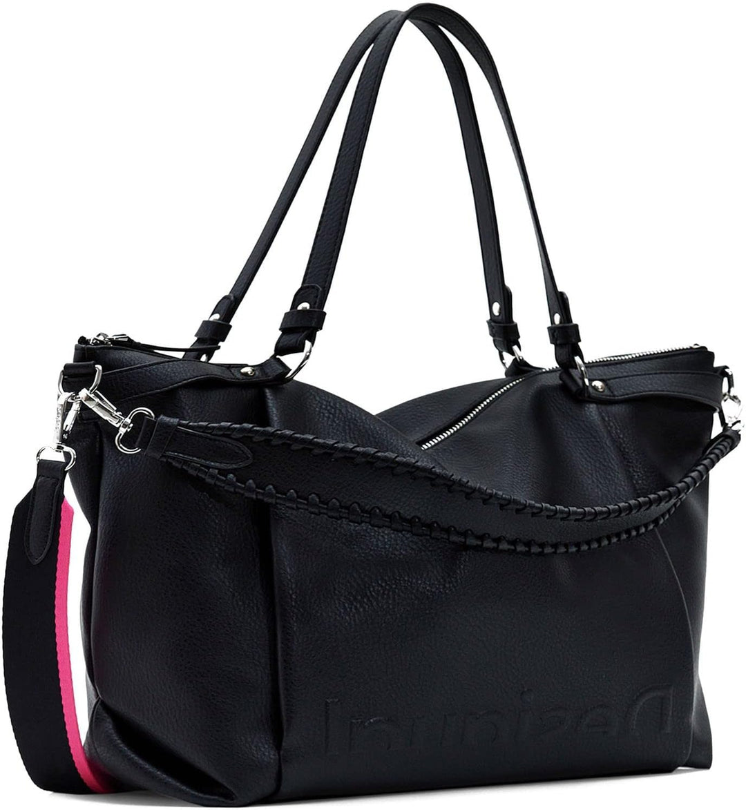 Desigual Damen Bag Tasche Half Logo 23_Libia 2.0 4000 Moss Nero, Nero