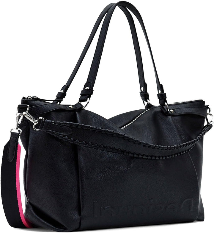 Desigual Damen Bag Tasche Half Logo 23_Libia 2.0 4000 Moss Nero, Nero