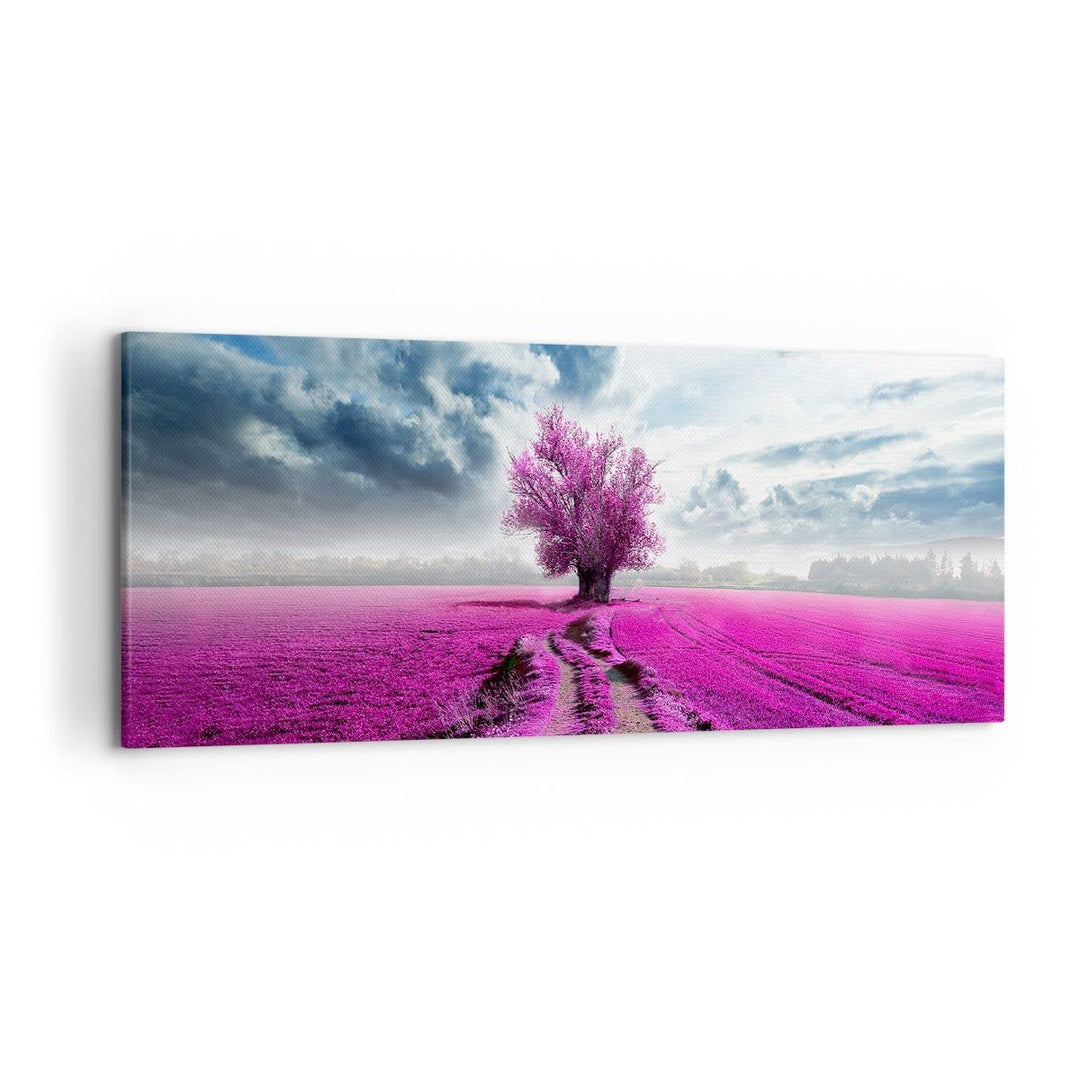 Wandbilder Dekoration Wohnzimmer Heidefeld Baum Wolken Landschaft Panorama Bilder auf Leinwand 120x5