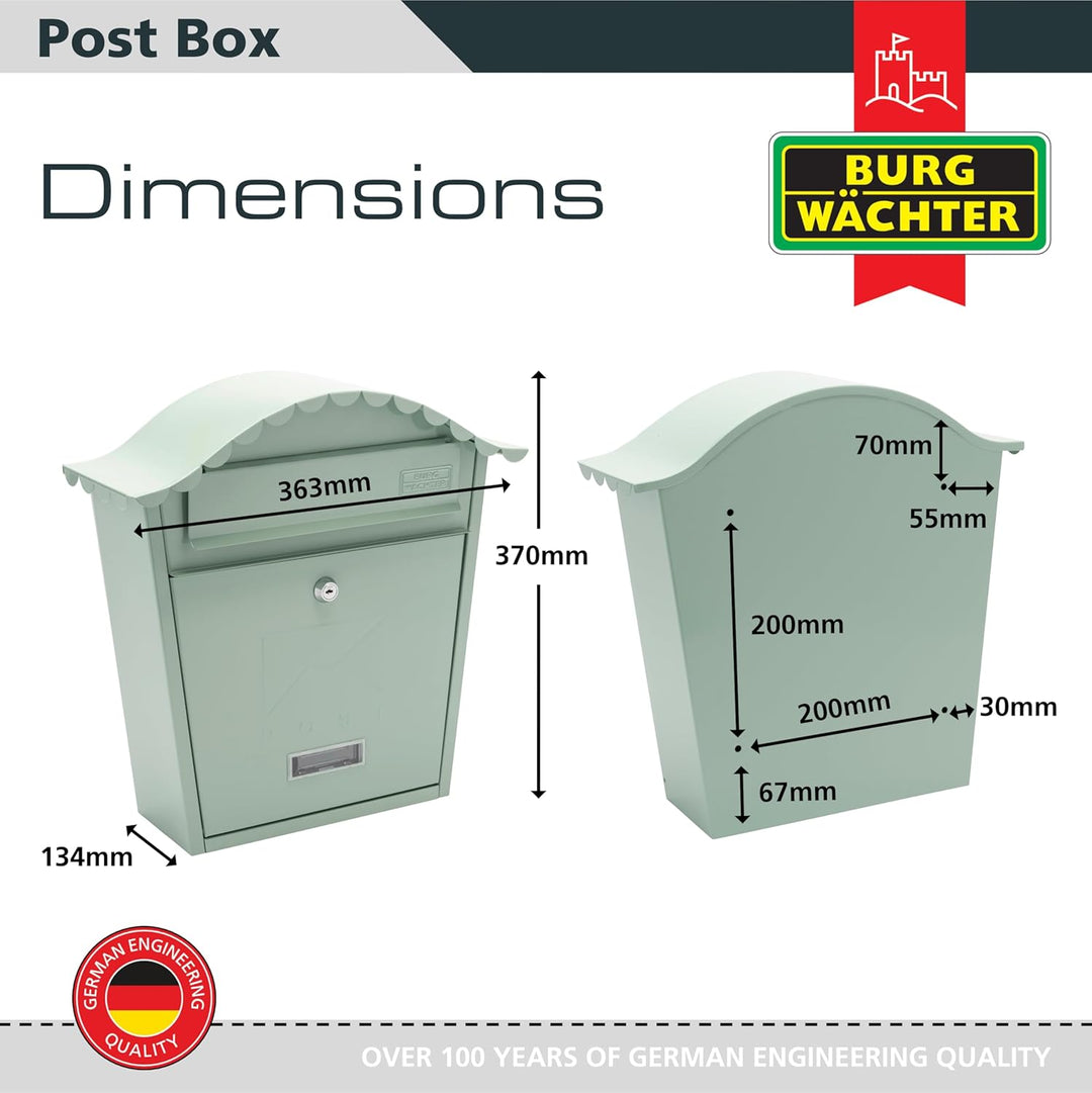 Burg-Wachter MB01CG Classic Briefkasten, Wandmontage, verzinkter Stahl, abschliessbar, wetterfest, C