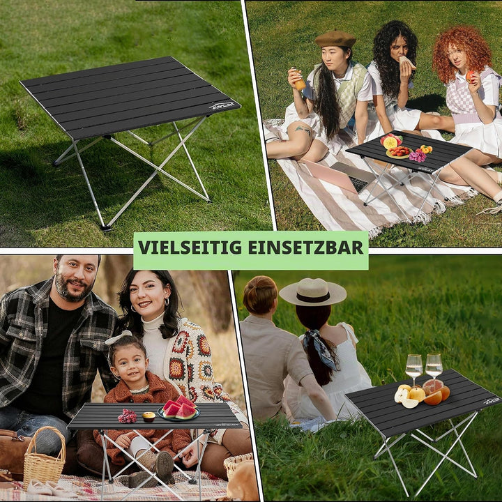Campingtisch Klappbar, Klapptisch Camping, Tragbarer Picknicktisch Faltbar, Kleiner Aluminium-Klappt