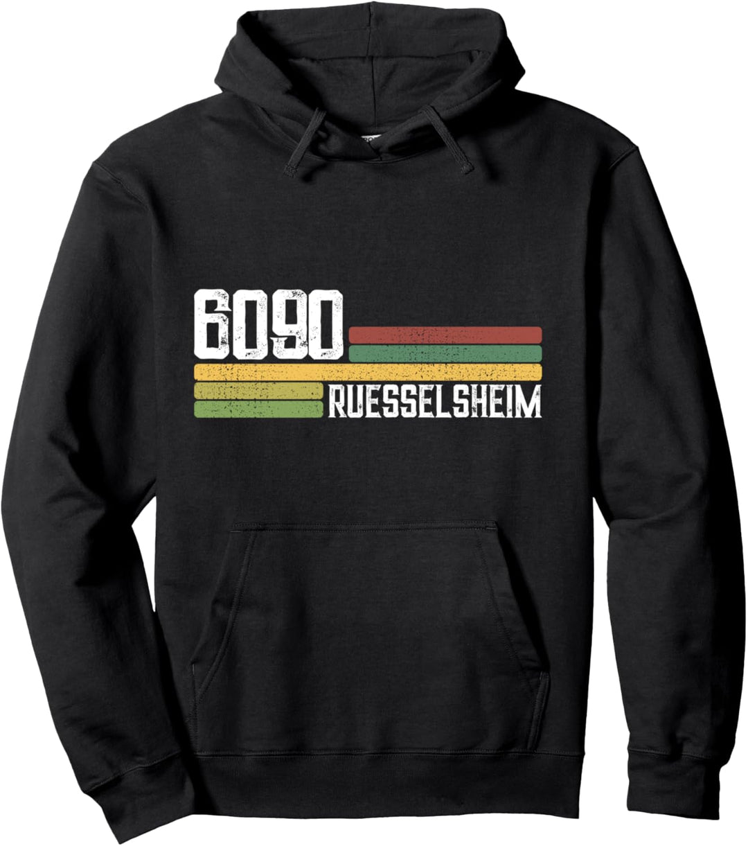 6090 Rüsselsheim Retro Alte PLZ Vintage Schild Pullover Hoodie
