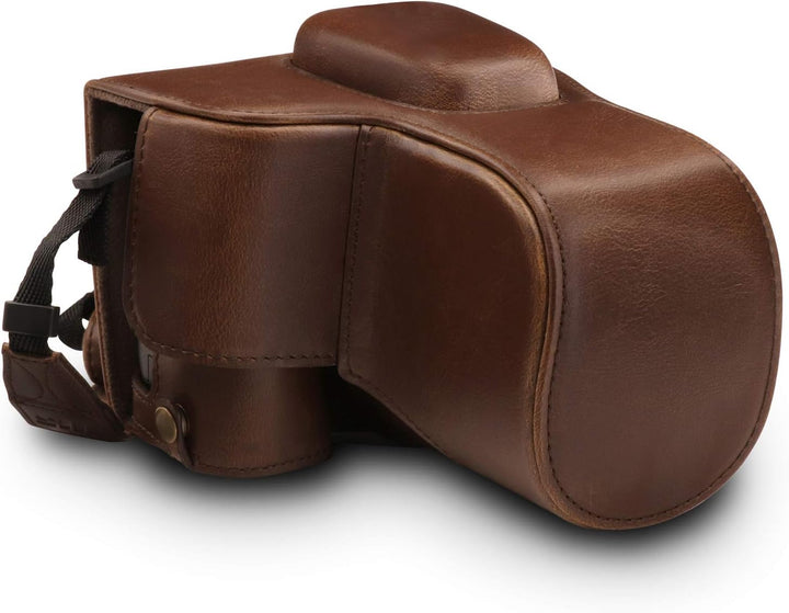 MegaGear MG1536 Nikon D3500 Ever Ready Leder Kamera-Case mit Trageriemen - Dunkelbraun, Dunkelbraun