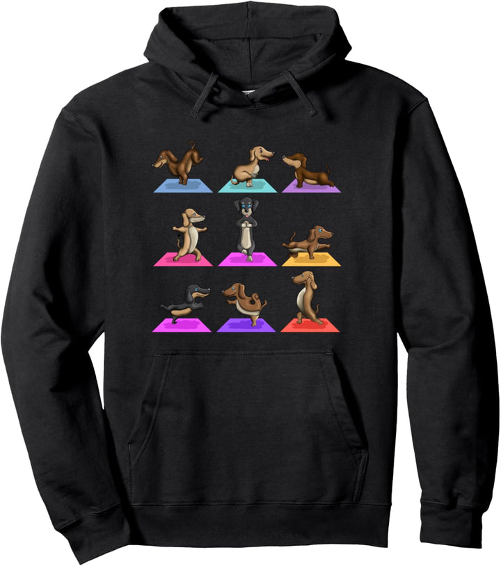 Yoga Hunderasse Dackel Meditierende Haustiere Yogaposen Pullover Hoodie