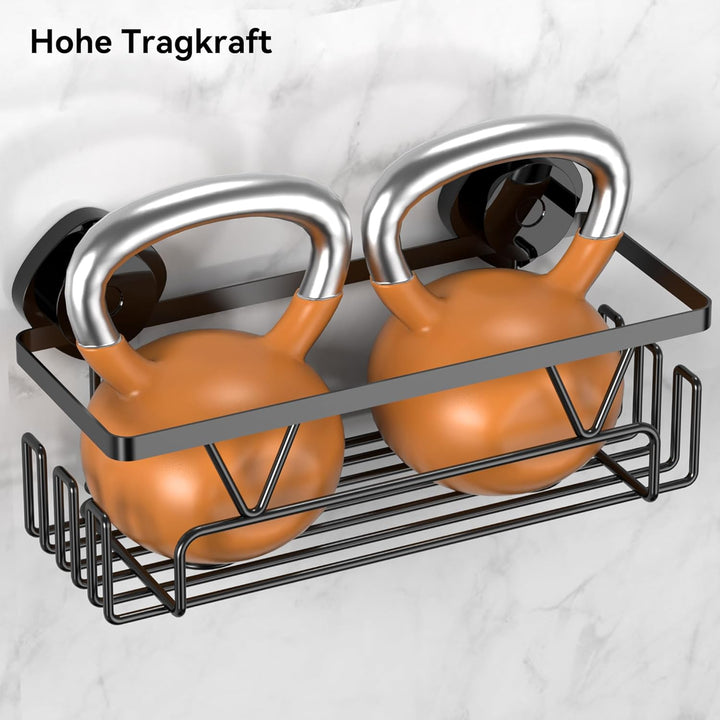Kegii Duschablage Saugnapf - Duschregal Ohne Bohren Schwarz Duschkorb Saugnapf Edelstahl Bad Organiz