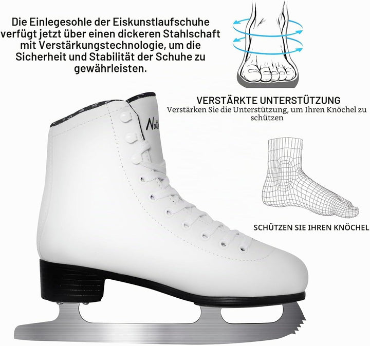 Nattork Eiskunstlaufschuhe Excellence – Edelstahlkufen für verbesserte Unterstützung, Stärke, Leistu