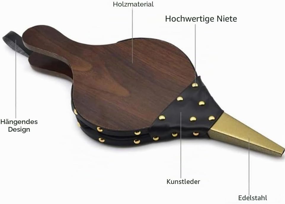 Blasebalg, Goldfarbene Ziernägel, Handblasebalg Luftgebläse Aus Holz, Kunststoffbalg, Kamin & Grill