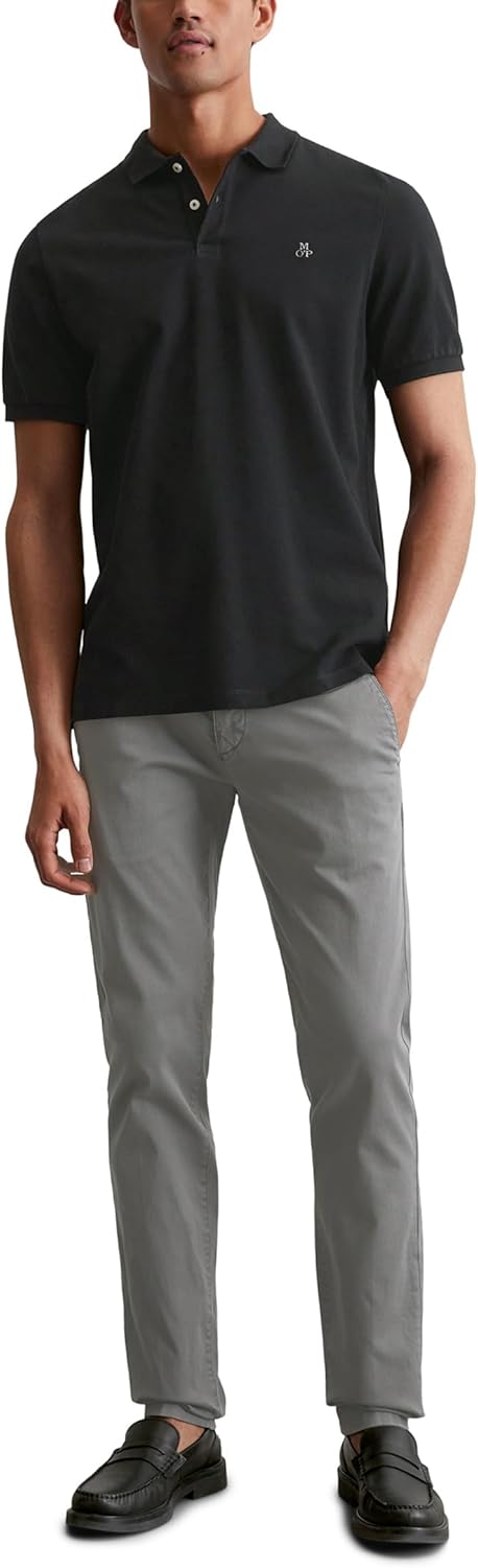 MARC O’POLO CASUAL Polo – Herren Poloshirt – klassisches Polohemd aus Bio-Baumwolle S Schwarz, S Sch