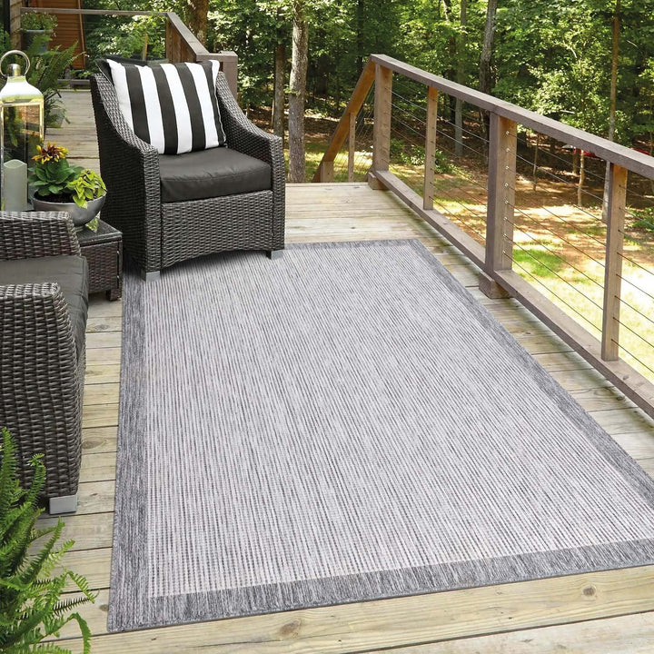 carpet city Outdoor-Teppich Wetterfest Balkon Terrassen - Grau in 160x230 cm - Deko Teppiche Aussen