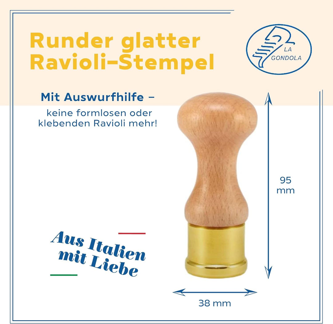 La Gondola Ravioli-Stempel - Rund Glatt 38mm | Italienisches Pasta-Werkzeug für Zuhause und gewerbli